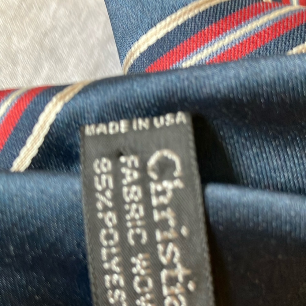 Christian Dior: Classic Navy Striped Tie- Made in USA - Picture 7 of 16